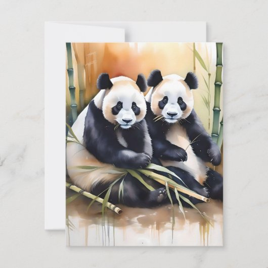 Panda Beer Studie A - Waterverven Feestdagenkaart (Voorkant)