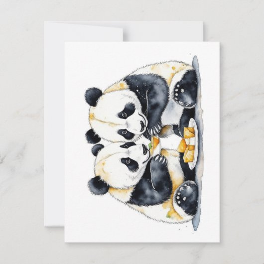 Panda Beer Studie F - Waterverven Feestdagenkaart (Voorkant)