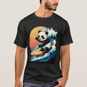 Panda Beer Surfen op de grote golf van Kanagawa T-shirt