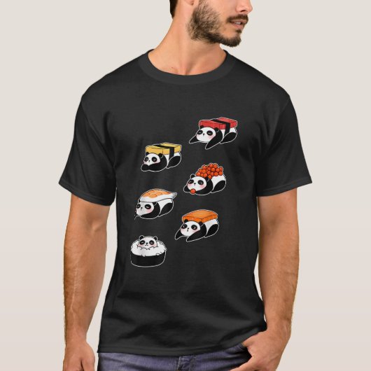 Panda Beer Sushi Sashimi Japans Eten T-shirt (Voorkant)