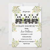 Panda Beer Triplets Baby shower groen Natuur Kaart (Voorkant)