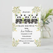 Panda Beer Triplets Baby shower groen Natuur Kaart (Staand voorkant)