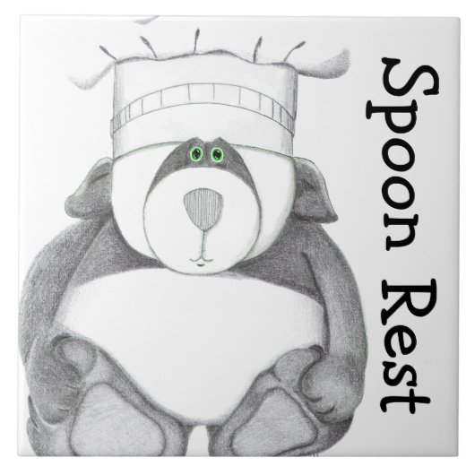 Panda Beer Trivet Spoon Rest Tegeltje (Voorkant)