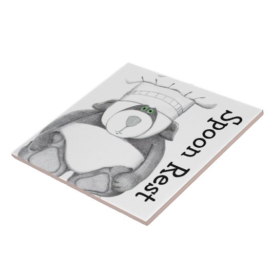 Panda Beer Trivet Spoon Rest Tegeltje (Zijkant)