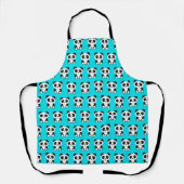 Panda beer turquoise blauw apron schort (Voorkant)