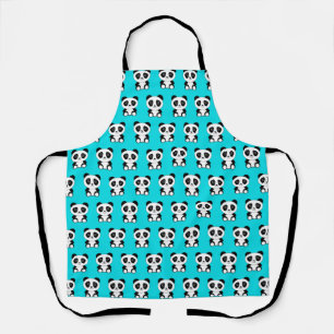 Panda beer turquoise blauw apron schort