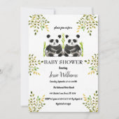 Panda Beer Twins Baby shower Groen Natuur Kaart (Voorkant)