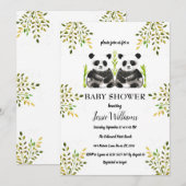 Panda Beer Twins Baby shower Groen Natuur Kaart (Voorkant / Achterkant)