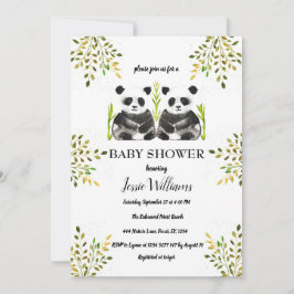 Panda Beer Twins Baby shower Groen Natuur Kaart