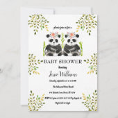 Panda Beer Twins Meisje Baby shower Groen Natuur Kaart (Voorkant)