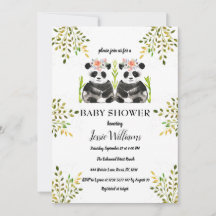 Panda Beer Twins Meisje Baby shower Groen Natuur