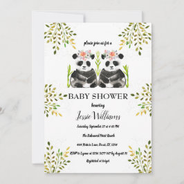 Panda Beer Twins Meisje Baby shower Groen Natuur Kaart