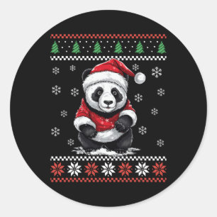 Panda Beer Ugly Christmas voor Volwassenen Kinder Ronde Sticker