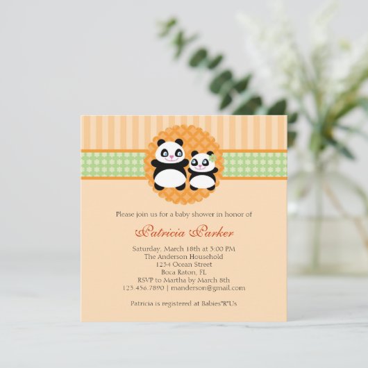 Panda Beer Unisex Baby shower Uitnodiging (Staand voorkant)