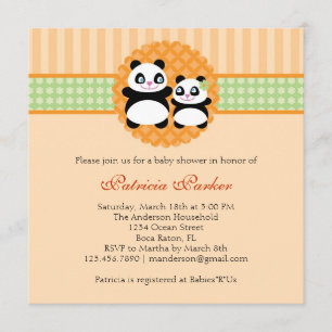 Panda Beer Unisex Baby shower Uitnodiging