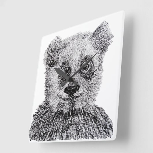 Panda Beer uw aangepaste vierkante wandklok (Hoek)