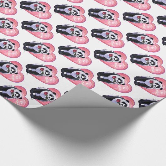 Panda Beer Valentijnsdag Cadeaupapier (Hoek)