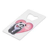 Panda Beer Valentijnsdag Creditkaart Flessenopener (Voorkant Gekanteld)