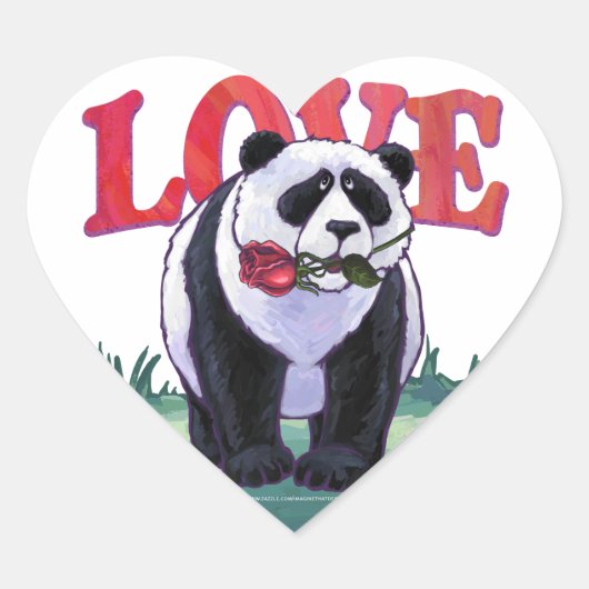 Panda Beer Valentijnsdag Hart Sticker (Voorkant)