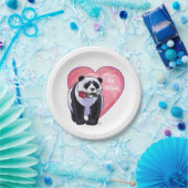 Panda Beer Valentijnsdag Papieren Bordje (Feest)