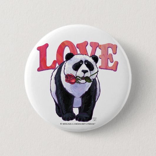 Panda Beer Valentijnsdag Ronde Button 5,7 Cm (Voorkant)