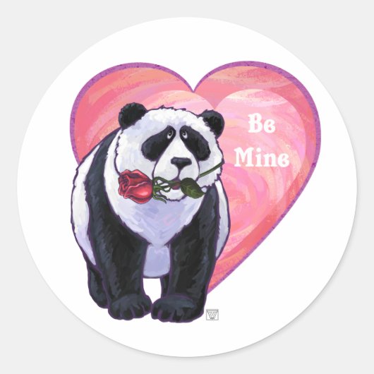 Panda Beer Valentijnsdag Ronde Sticker (Voorkant)