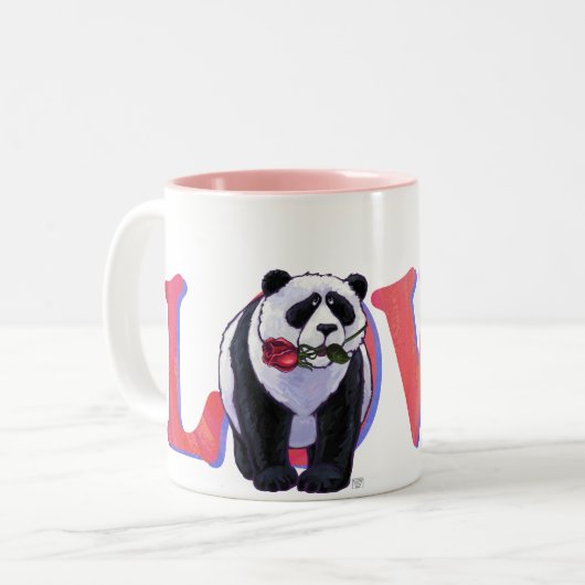 Panda Beer Valentijnsdag Tweekleurige Koffiemok (Voorkant links)