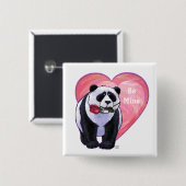 Panda Beer Valentijnsdag Vierkante Button 5,1 Cm (Voorkant /achterkant)