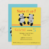 Panda Beer, verjaardagsdansuitnodiging Kaart (Voorkant / Achterkant)