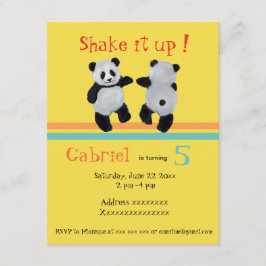 Panda Beer, verjaardagsdansuitnodiging Kaart