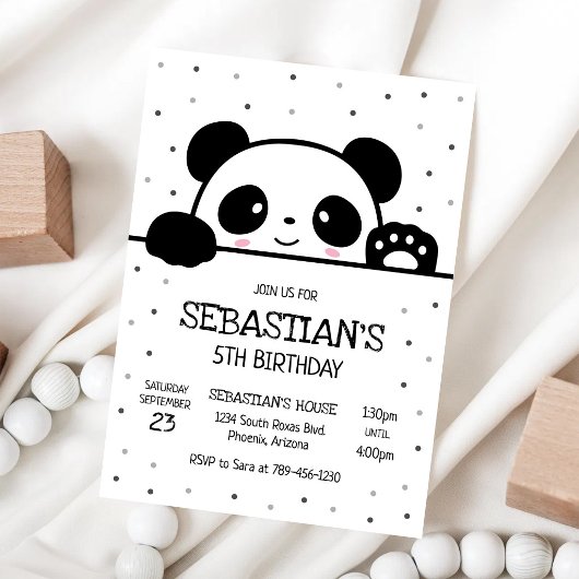 Panda Beer Verjaardagsfeest Uitnodiging