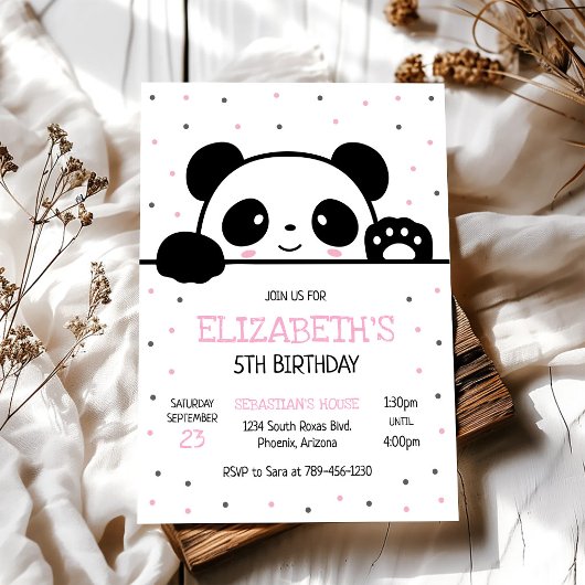 Panda Beer Verjaardagsfeest Uitnodiging