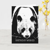 Panda Beer Verjaardagswensen in zwart-wit Kaart (Gele Bloem)