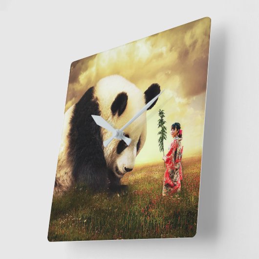 Panda Beer Vierkante Klok (Hoek)