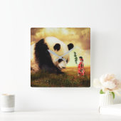 Panda Beer Vierkante Klok (Huis)