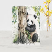 Panda Beer voor Verjaardag Kaart (Gele Bloem)