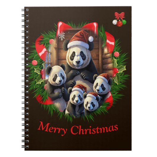 Panda Beer Vrolijk kerstfeest Notitieboek (Voorkant)