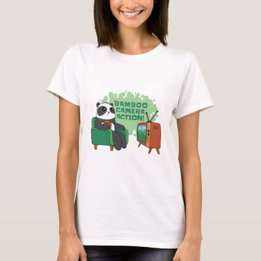 PANDA BEER WATCHING TV T-SHIRT (Voorkant)