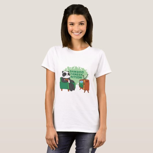 PANDA BEER WATCHING TV T-SHIRT (Voorkant volledig)
