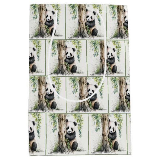 Panda Beer Waterverf Patroon Medium Cadeauzakje (Voorkant)