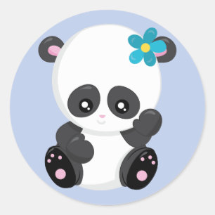 Panda Beer Wave Blue Ronde Sticker