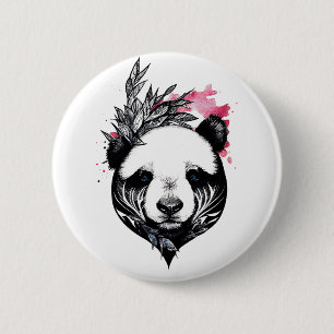 Panda Beer Wild Animal Natuur Illustratie Art Tat Ronde Button 5,7 Cm