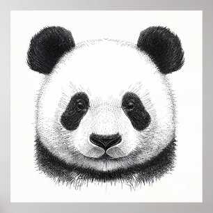 Panda Beer Wilde Natuur Dierlijke Illustratie Kuns Poster