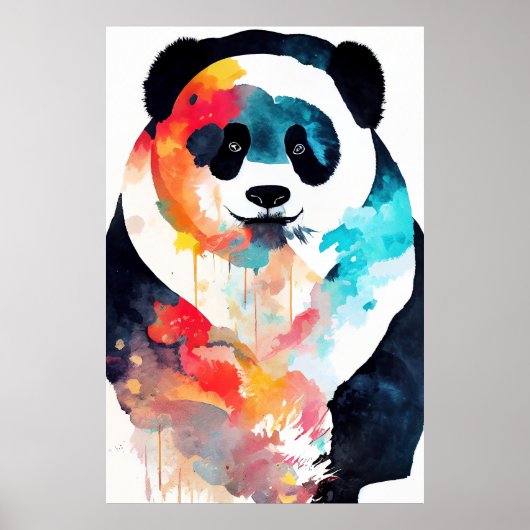 Panda Beer Wilde Natuur Dierlijke Kleur Kunst Schi Poster (Voorkant)