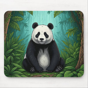 Panda beer zittend in een open plek in de jungle muismat