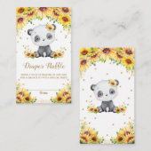 Panda Beer Zonnebloem Baby shower Luier Raffle Informatiekaartje (Voorkant / Achterkant)