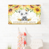 Panda Beer Zonnebloem Baby shower Verjaardagsachte Spandoek (Insitu)