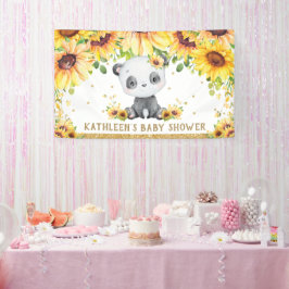 Panda Beer Zonnebloem Baby shower Verjaardagsachte Spandoek