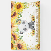 Panda Beer Zonnebloem Baby shower Verjaardagsachte Spandoek (Verticaal)