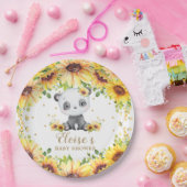 Panda Beer Zonnebloemen Baby shower Verjaardagsfee Papieren Bordje (Feest)